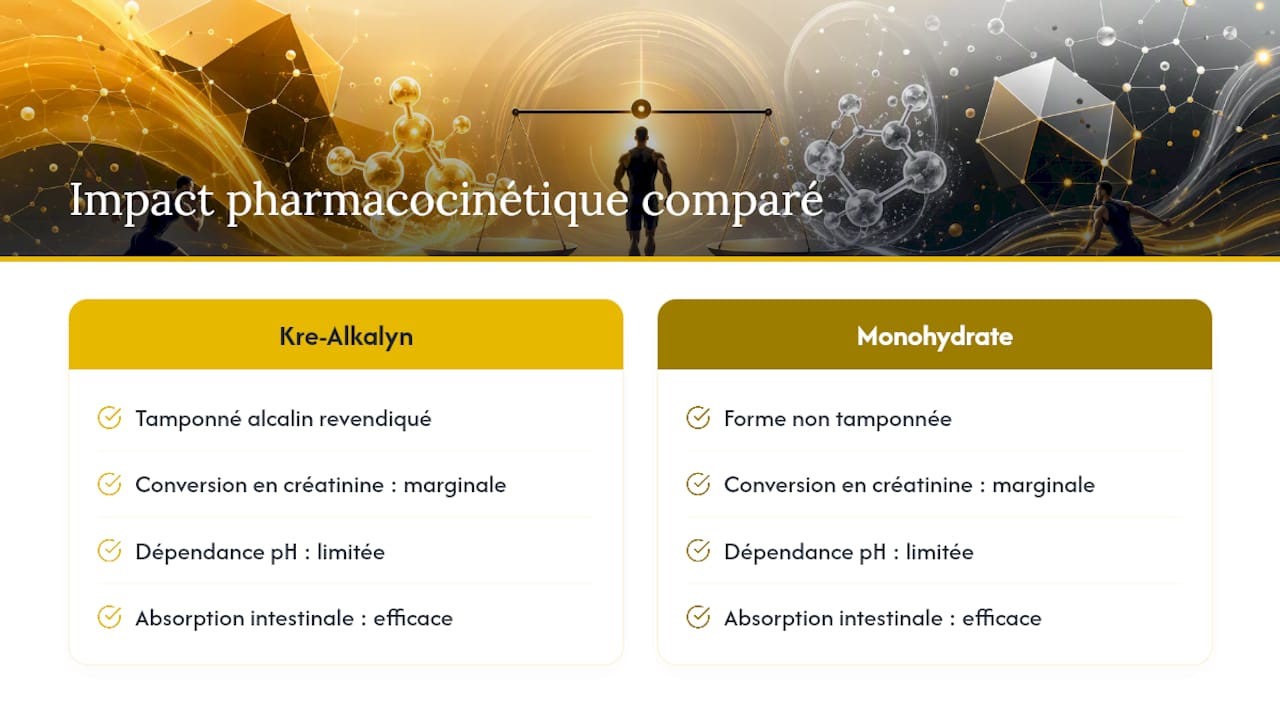 Schéma comparant l'absorption des différents types de créatine