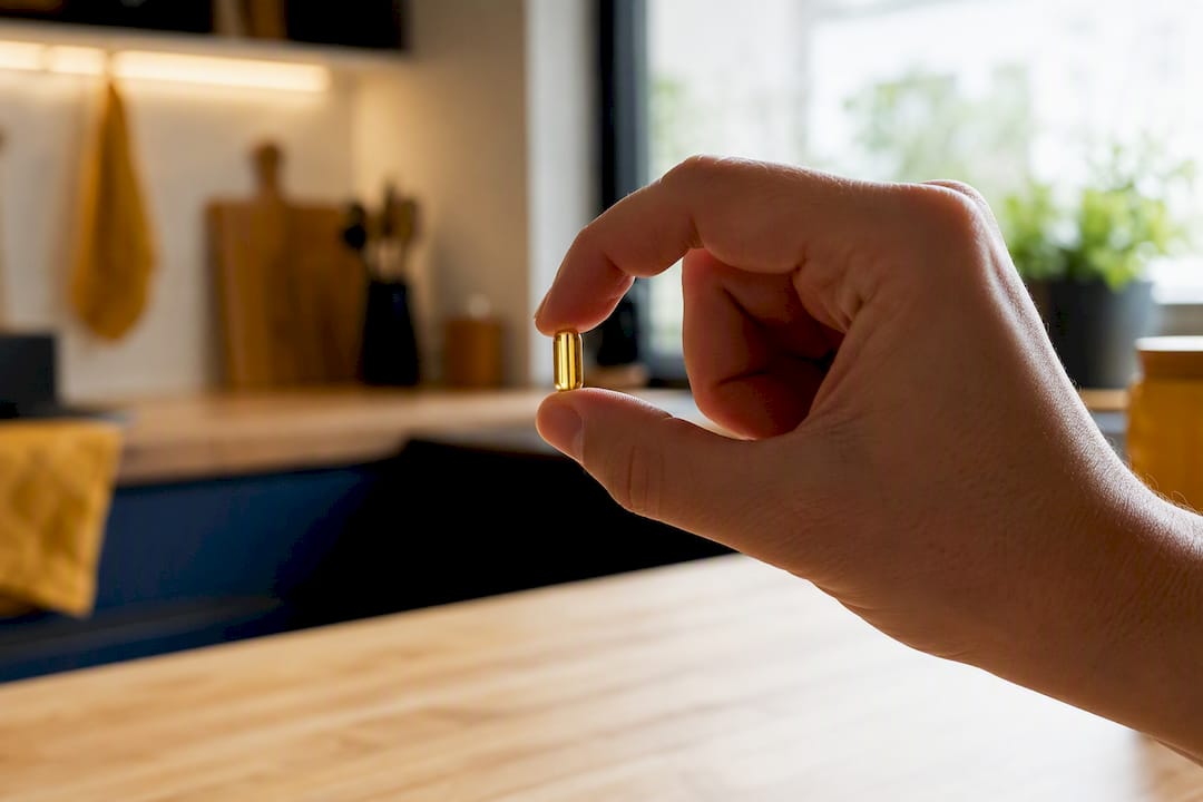 Gros plan sur une capsule probiotique Saccharomyces boulardii