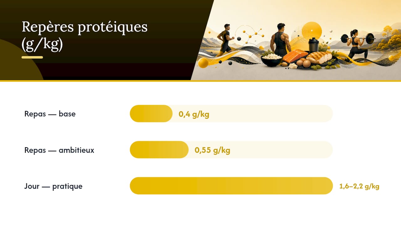 Repères pour les protéines par repas et par jour