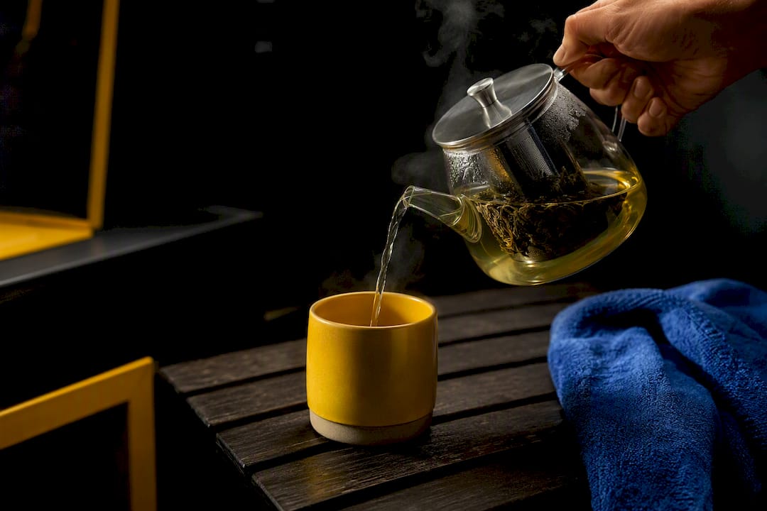 Tisane de thé vert après l'entraînement