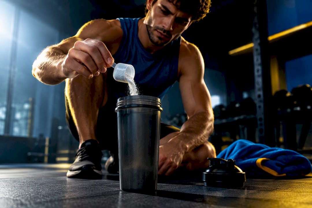 Pré-entraînement pris avant une séance de musculation