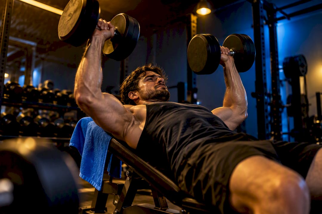 Un athlète effectuant une série intense de musculation