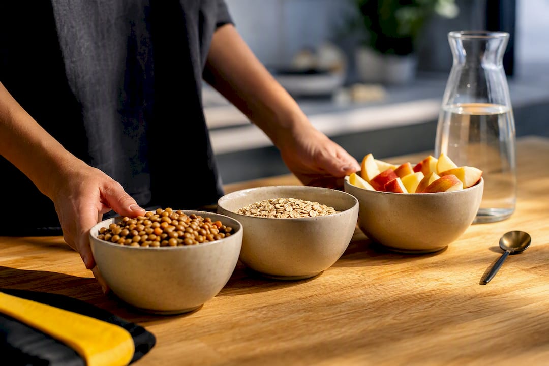 Lentilles, avoine et pommes, une combinaison riche en fibres