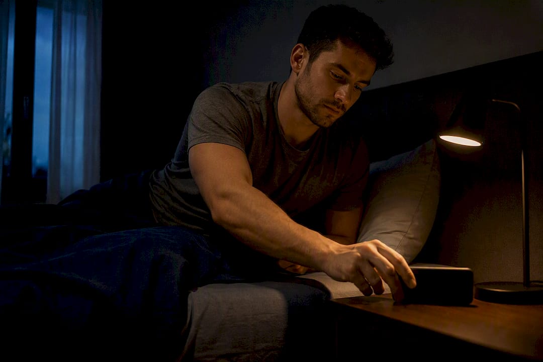 Personne préparant sa chambre pour aller dormir