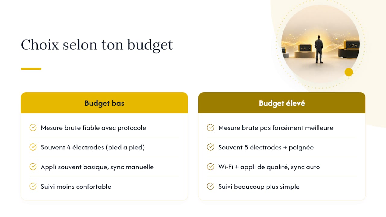 Quelle est la meilleure balance impédancemètre selon ton budget ? — overview diagram