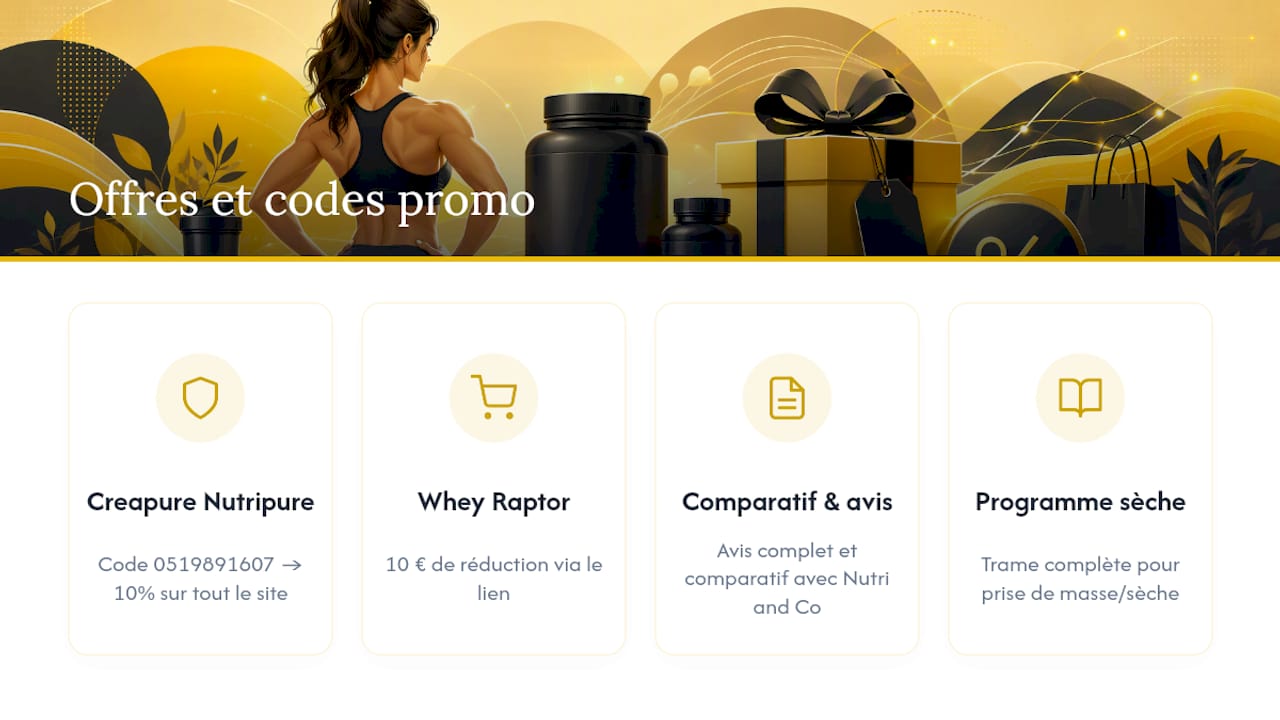 Notre sélection créatine et code promo Nutripure — overview diagram