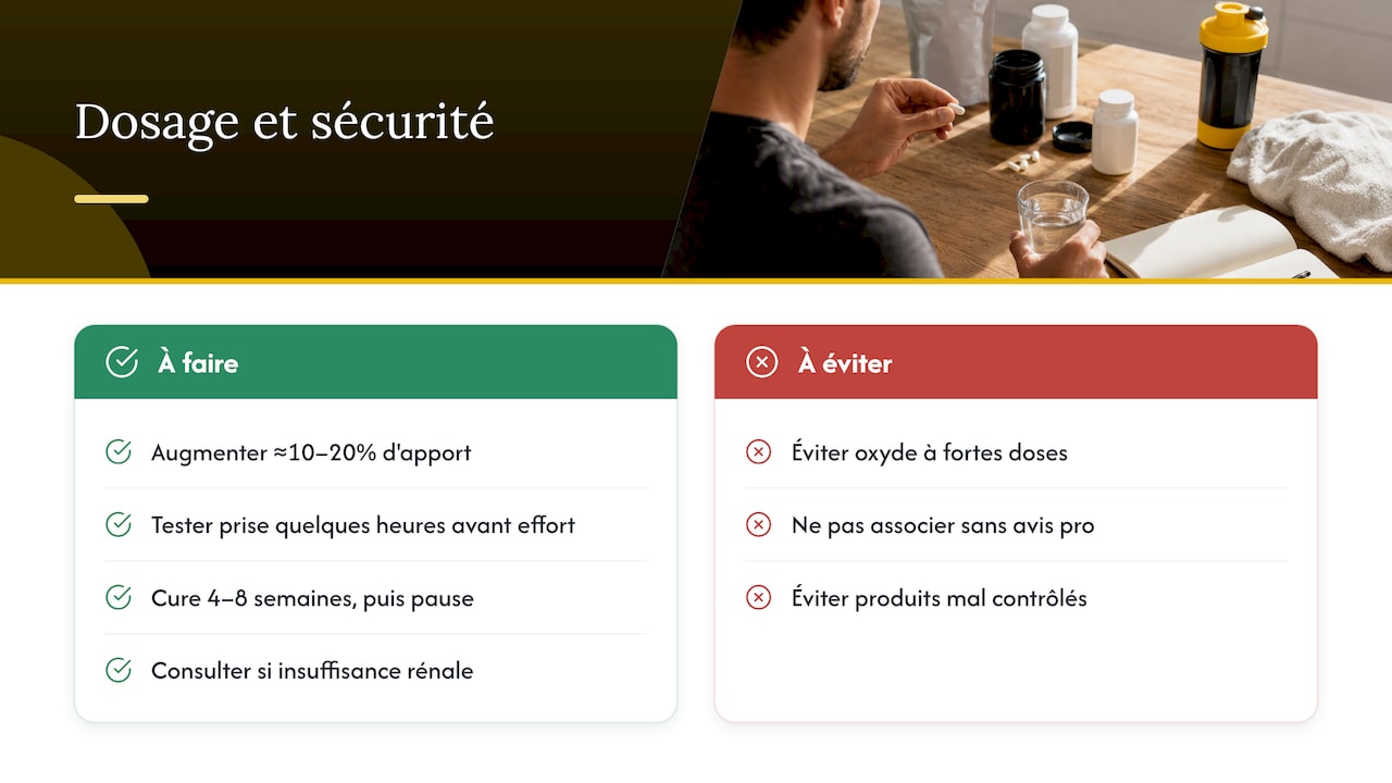 Dosage, timing et sécurité pour les sportifs, overview diagram