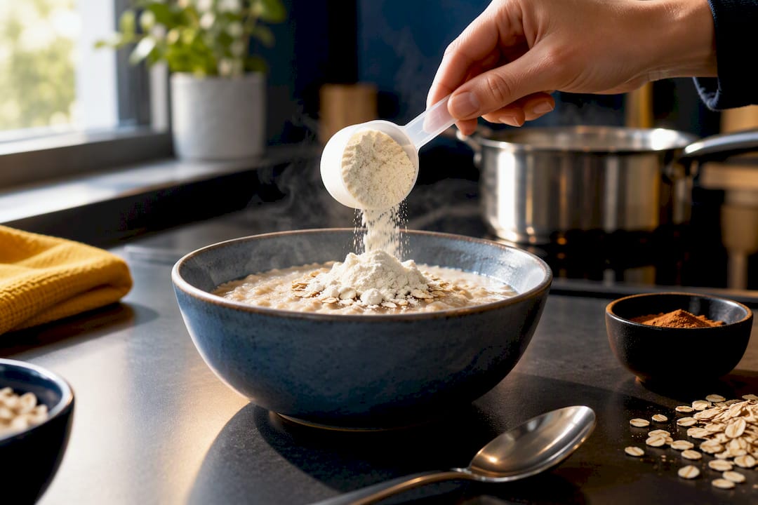 Whey nature incorporée dans un porridge tiède