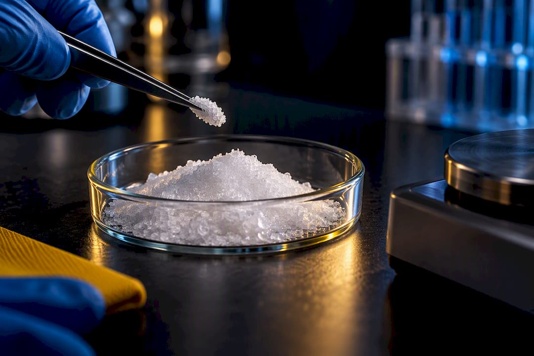 Cristaux de créatine analysés en laboratoire