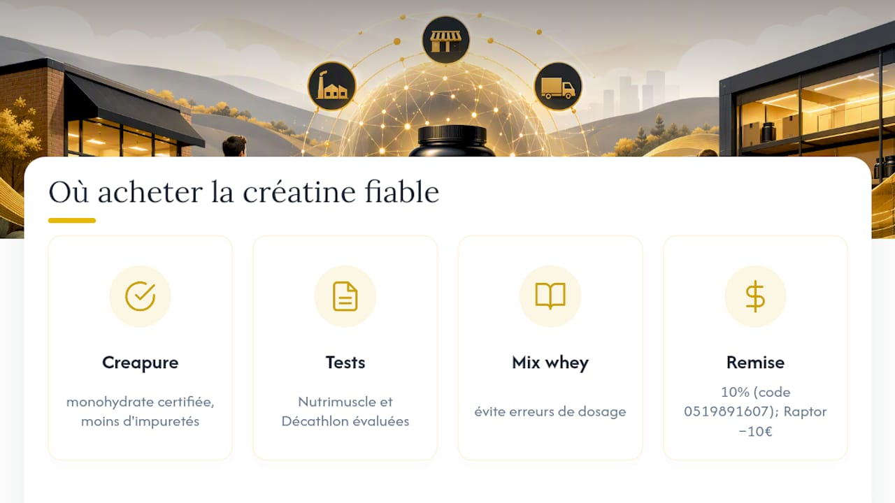 Où trouver une créatine fiable pour ta pré-entraînement — overview diagram