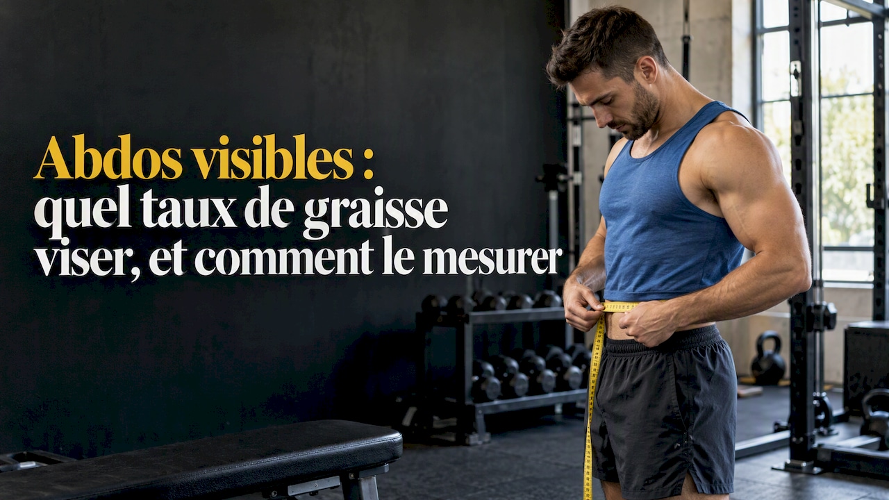 Sportif prenant sa mesure de tour de taille en salle