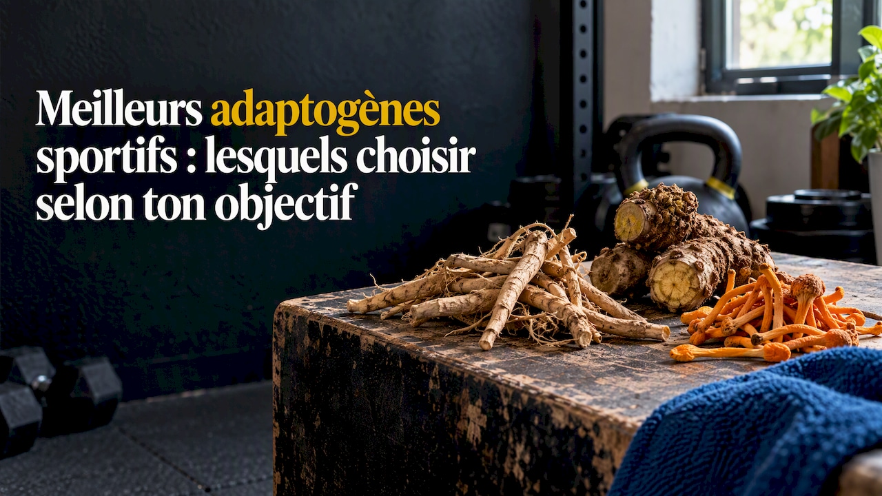 Racines et cordyceps disposés sur un établi sportif