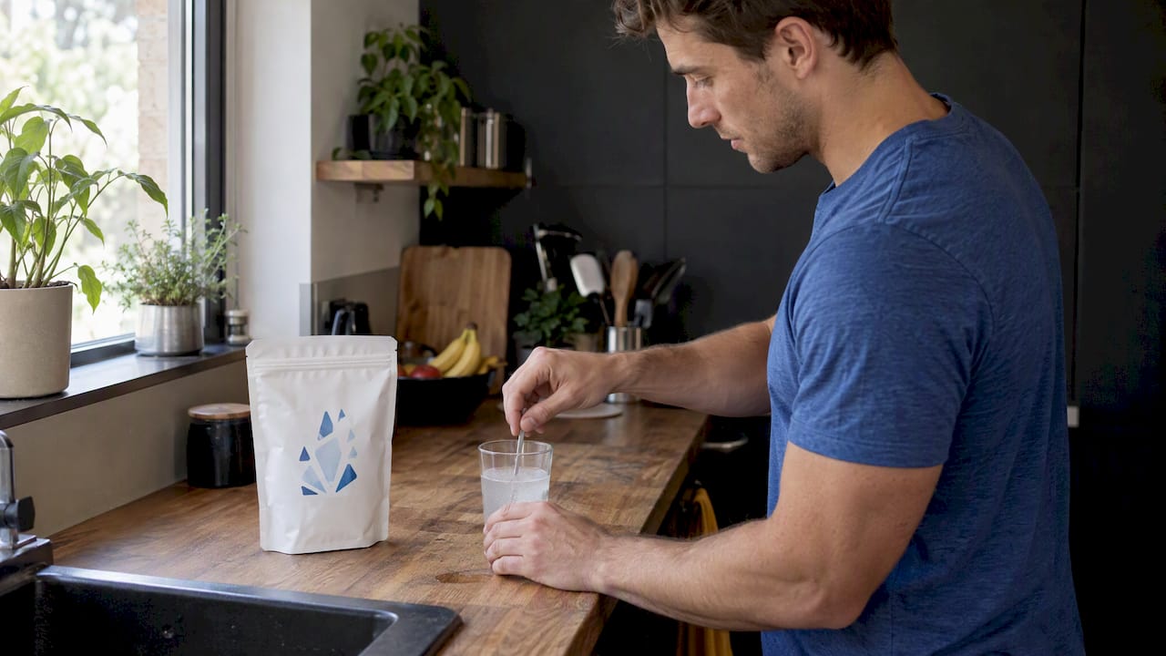 Test de la glycine Nutripure dans un verre d'eau