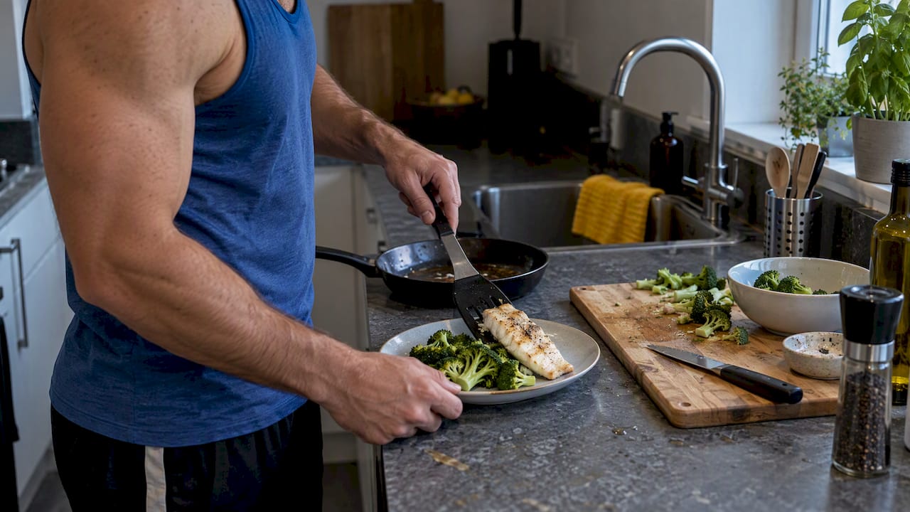 Préparation d’un repas faible en glucides et riche en protéines