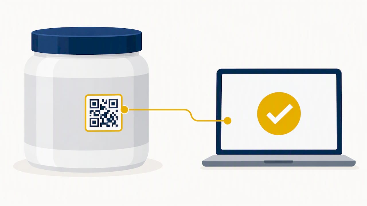 Code QR sur un pot lié à une vérification en ligne