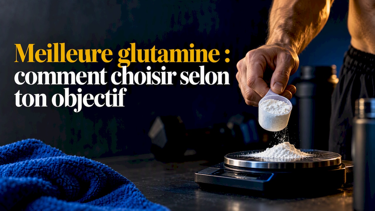 Pesée de poudre de glutamine sur balance